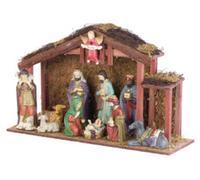 Grande crèche de Noël avec 11 figurines en porcelaine et LED Pearl