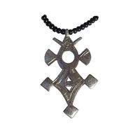 Grande Croix du Sud Touareg "Tahoua" en argent massif ("teneghelt") avec collier à billes en Onyx TOU02(2) Medium