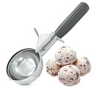 Grande cuillère à crème glacée avec déclencheur #8 - Cuillère à biscuits en acier inoxydable pour la cuisson, la crème glacée et la pâte à biscuits, poignée confortable, démoulage facile, passe au