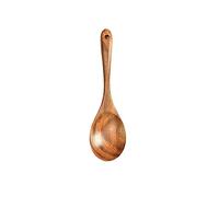 Grande cuillère en bois de 25,4 cm pour la cuisine, le mélange, les cuillères de service, grande cuillère en bois antiadhésive, spatule à long manche, cuillère à remuer, mijoteuses, kaki, taille