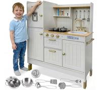 Grande Cuisine pour Enfant en Bois avec lumière et Son -avec Accessoires, évier, cuisinière et Four - pour Enfants pour des Jeux de rôle réalistes