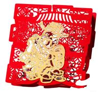 Grande décoration de bureau 3D Année du cheval avec personnage de bénédiction chinois classique pour la maison et le salon Cadre festif des vacances (C)