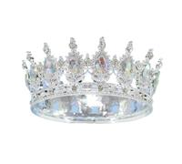 Grande décoration de gâteau en forme couronne cristal | Insert de base de bâton, finition réfléchissante étincelante, utilisation for anniversaire/mariage