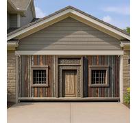 Grande décoration de porte de garage en bois rustique de style rustique - Décoration saisonnière extérieure et intérieure - 397 x 180 cm