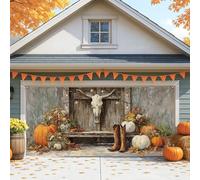 Grande décoration de porte de garage en forme de citrouille rustique vintage pour l'extérieur et l'intérieur, décoration saisonnière d'automne, 390 x 180 cm
