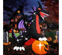 Grande décoration d'extérieur gonflable pour Halloween, 3 m, dragon dominateur avec citrouille, lumières intégrées, décoration géante pour extérieur, vacances, pelouse, jardin