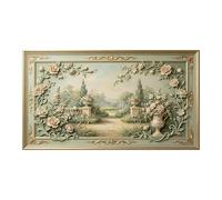 Grande décoration murale 3D en relief - Motif jardin de Provence - Effet relief néoclassique - Auto-adhésif - Amovible - Pour salon, chambre à coucher, bureau