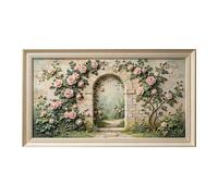 Grande décoration murale 3D en relief - Motif roses de Provence - Arche florale - Classique européen - Auto-adhésif - Amovible - Pour salon, chambre à coucher, bureau