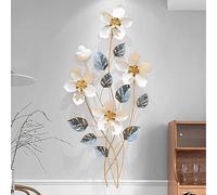 Grande décoration Murale en métal 3D avec Fleurs et Feuilles, Sculptures murales créatives Faites à la Main, décoration Murale à thème Naturel pour Chambre à Coucher, Salon, 114 x 59 cm