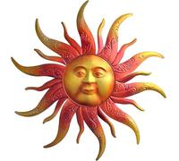 Grande décoration murale en métal à suspendre en forme de soleil - 60 cm - Décoration rétro rustique à suspendre pour intérieur et extérieur, maison, jardin, ferme, cour, terrasse, clôture, salon