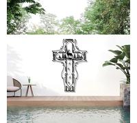 Grande décoration Murale en métal épais, représentant Une Croix, des Cerfs et des Arbres dans Une forêt. Décoration Murale Religieuse et spirituelle Rustique représentant Jésus, idéale pour Une églis