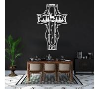 Grande décoration Murale en métal épais, représentant Une Croix, des Cerfs et des Arbres dans Une forêt. Décoration Murale Religieuse et spirituelle Rustique représentant Jésus, idéale pour Une églis