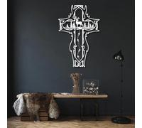 Grande décoration Murale en métal épais, représentant Une Croix, des Cerfs et des Arbres dans Une forêt. Décoration Murale Religieuse et spirituelle Rustique représentant Jésus, idéale pour Une églis