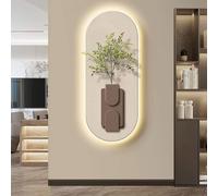 Grande décoration Murale pour Salon, Peinture 3D en grès, Applique Murale Simple avec Simulation de Plante pour Salle à Manger, Bureau et Restaurant