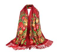Grande écharpe chaude pour femme - À franges - Polyvalente - Style folklorique - Boho - Motif floral - Motif cachemire - Poncho d'automne pour marché de Noël, Style #n13 bordeaux, taille unique