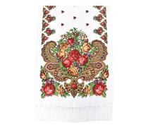 Grande écharpe chaude pour femme - À franges - Polyvalente - Style folklorique - Boho - Motif floral - Motif cachemire - Poncho d'automne pour marché de Noël, Style #n14 blanc, taille unique
