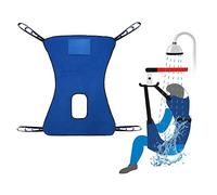 Grande écharpe de toilette en maille pour patient - Pour douche, utilisation à domicile - Ceinture de transfert électrique avec support de tête - Pour handicap médical - Sangle intégrale (bleu)