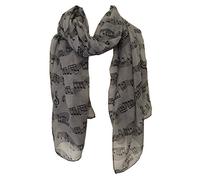 Grande écharpe gris avec noir musicale conception de notes. Belle douce, écharpe, chaleureux. Cadeau fantastique. (Grey with black notes print scarf. Lovely warm winter scarf Fantastic Gift)