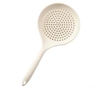 Grande écumoire en silicone avec maille résistante à la chaleur et long manche, parfaite pour filtrer les œufs durs, les légumes et l'huile de cuisson chaude (blanc)
