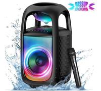 Grande enceinte Bluetooth180W-105 dB-sans Fil Enceinte DJ Bluetooth Portable Appairage Stéréo-IPX5 pour Soirée/Fête/Camping-noir