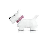 Grande Épingle De Déclaration En Cristal Bleu Ou Rose Pour Collier, Émail Blanc, Westie Scottie Terri Dog Pet Animal Scarf Broche Pour Femmes Ados Argent Plaqué Rhodium 1.3 Pouces