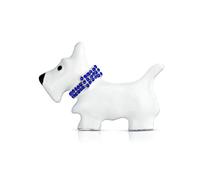 Grande Épingle De Déclaration En Cristal Bleu Ou Rose Pour Collier, Émail Blanc, Westie Scottie Terri Dog Pet Animal Scarf Broche Pour Femmes Ados Argent Plaqué Rhodium 1.3 Pouces