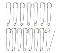 Grande Epingles a Nourrice,15 pcs Argenté Épingles de Sûreté Epingle Couture Epingle Hijab Grosse Pince à Linge,pour Kilt Couverture Tricot Travaux Manuels(10cm)