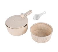 Grande Essoreuse à Salade Avec égouttoir, Essoreuse à Salade, Laveuse à Laitue, Ensemble De Bols De Lavage De Légumes, Outil De Lavage Manuel du Riz Et des Légumes Pour la Cuisine, Légumes(Beige)