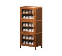 Grande étagère à chaussures Orga facile d'entretien Marron 43 x 32 x 97 cm Grande capacité Solution de rangement pour chaussures Parfait pour la maison et l'entrée