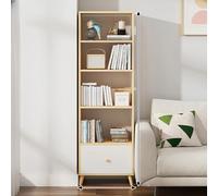 Grande étagère de rangement avec portes fermées et vitrine à dossier haut, étagères de rangement d'angle polyvalentes avec pieds en bois robustes, bibliothèque élégante pour la maison et le bureau