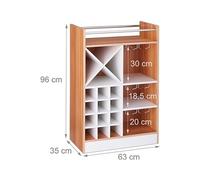 Grande étagère meuble à vin 8 bouteilles et support à verres marron Marron