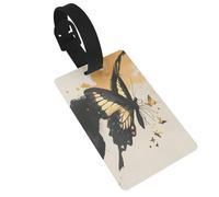 Grande étiquette papillon noire et dorée pour bagages, nom et valise, idéale pour les sacs à dos de voyage et de croisière