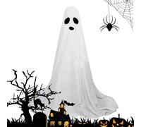 Grande figurine d' d'Halloween - Spirit en tissu blanc déco en plein air, décoration extérieure avec éclairage pour entrée ou terrasse sur le trottoir du jardin