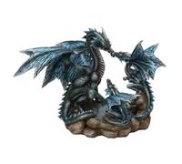 Grande figurine de 3 dragons celtiques en résine bleue.