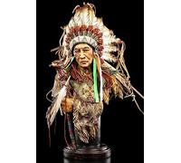 Grande figurine indienne - Buste de chef avec aigle et sceptre