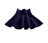 Grande fille taille haute tricotée évasée jupe plissée évasée en forme de A jupe fixe décontractée au-dessus du genou pour ballet short fille, Marine, 9-10 ans