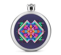 Grande flasque à whisky étanche en acier inoxydable avec motif fluo pour liqueur, camping, voyage, cadeaux - 140 ml