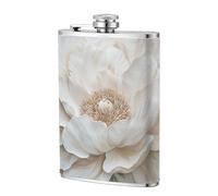 Grande flasque de poche en acier inoxydable avec motif de pivoine blanche de 236,8 g, pour papa, témoin, mariage, voyage, camping
