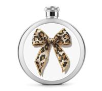 Grande flasque en acier inoxydable avec motif léopard et nœud pour liqueur, bouteille de vin portable de poche ronde pour boisson 140 ml