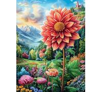 Grande fleur de dahlia dans une prairie 1000 Pieces Casse-tête Expert Confirmé En Carton Anti-Déchirure Rêve magique de science-fiction Très Difficile Motif Complexe Décoration Murale Cadeau Anniversa
