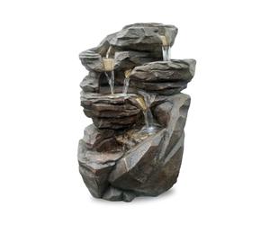 Grande Fontaine Niagara - Fontaine d’Intérieur et d'Extérieur Cascade 5 Niveaux - Fontaine Jardin Terrasse Salon Nature Zen Lumière LED - Circuit fermé - Gris - H 71x54x44cm - Zen’Light