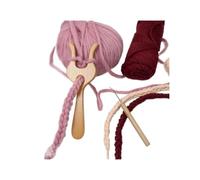 Grande fourchette en bois de 19 cm | Fleur de laine à tricoter à la main