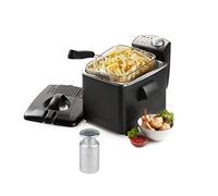 Grande friteuse à zones froides en acier inoxydable noir, couvercle transparent et filtre 3200 W 4,5 l.