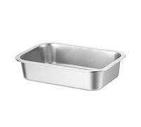 Grande gamelle d'eau rectangulaire en acier inoxydable pour chiens et chats, capacité intérieure et extérieure