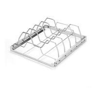 Grande grille de barbecue pliable en acier inoxydable avec 5 fentes pour nervures, nervures arrière et pour nervures de rechange, accessoire de barbecue peu encombrant