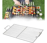 Grande grille de cuisson en acier inoxydable avec poignée, facile à nettoyer, trou carré épais, parfaite pour les grillades en plein air (80 à 100 cm)