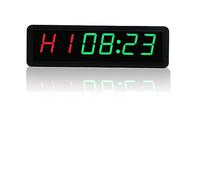 Grande Horloge Murale 1,5 pouces,8 chiffres horloge chronomètre, minuterie de gymnastique LED d'intervalle compte à rebours numérique murale remise en forme for la maison(GE2R-1.8G)
