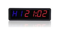 Grande Horloge Murale 1,5 pouces,8 chiffres horloge chronomètre, minuterie de gymnastique LED d'intervalle compte à rebours numérique murale remise en forme for la maison(GE2B-1.8R)