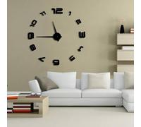 Grande horloge murale 3D avec chiffres arabes - Design moderne - Grande montre murale sans cadre - Horloge décorative effet miroir - Décoration murale de salon