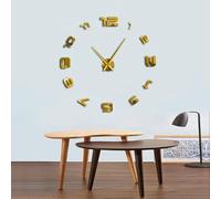 Grande horloge murale 3D avec chiffres arabes - Design moderne - Grande montre murale sans cadre - Horloge décorative effet miroir - Décoration murale de salon